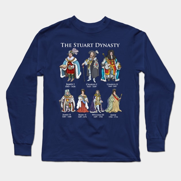 The Stuart Dynasty Long Sleeve T-Shirt by Mackaycartoons